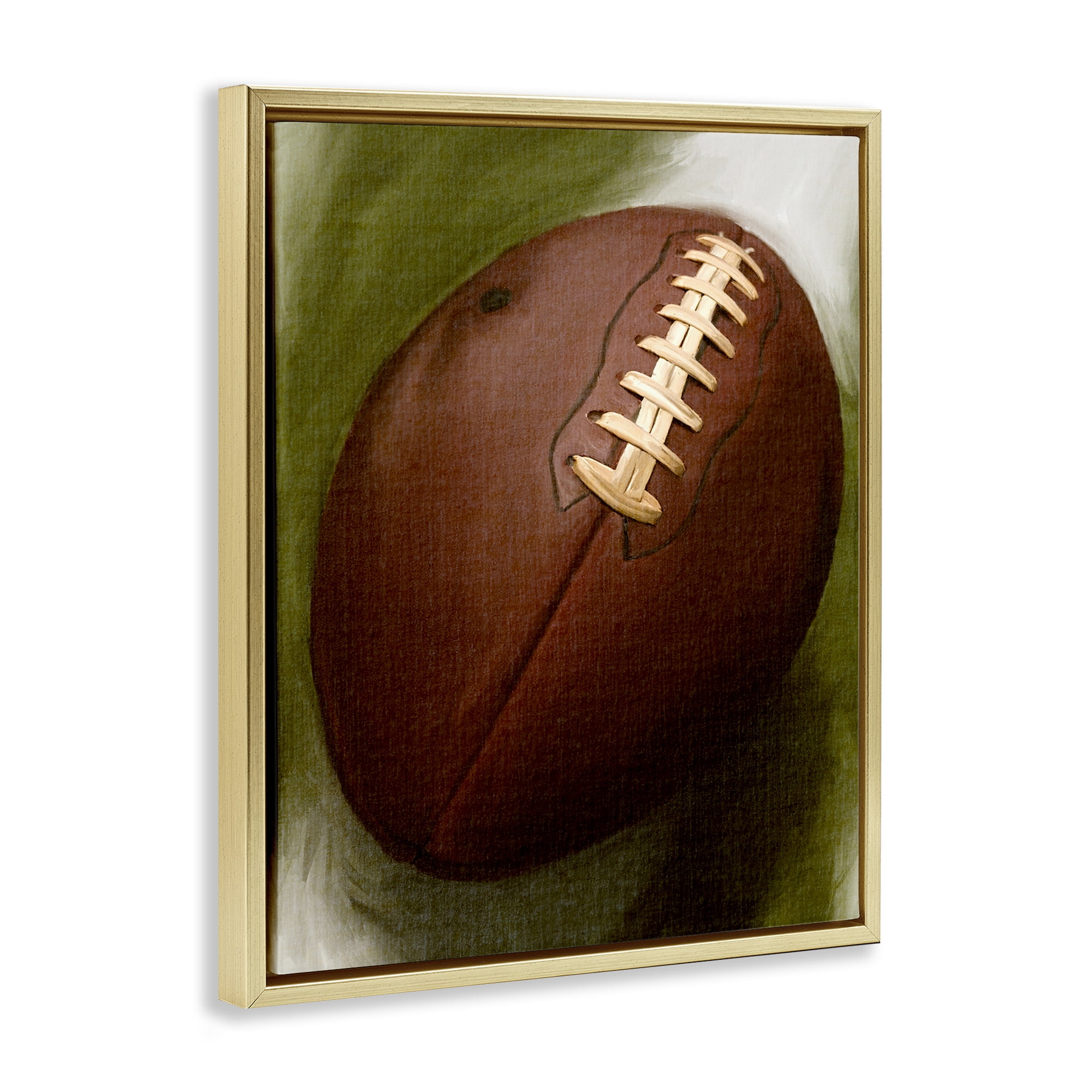 Stupell Industries Traditional Football Painting Sports Painting Gold Floater Framed Canvas Art Print Wall Art, 25 x 31