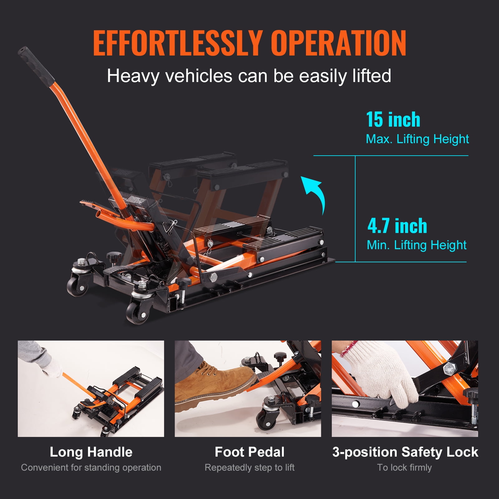 KFFKFF 1500 LB Hydraulic Motorcycle ATV Lift Jack Hydraulic Pump Hoist Jack ATV Dirt Bike Stand