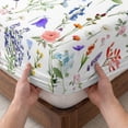 thumbnail image 3 of Cal.King Size Fitted Sheet Set - Botanical Flowers 3 Piece Bedding Sets 16" Deep Pocket Fitted Sheet with 2 Pillowcases, Watercolor Floral Plants Country Brushed Microfiber Hotel Luxury Bed Sheets, 3 of 9