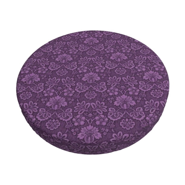 Balery Retro Florals Purple Fundas de asiento para taburete de bar redondo de tela de terciopelo ajustables que protegen de arañazos y manchas para sillas de 14 a 17 pulgadas.-13 inch