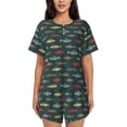 thumbnail image 1 of Fotbe River Freshwater Fish Conjunto de Pijama Estampado para Mujer, 2 Piezas, Ropa de Dormir con Camiseta de Manga Corta y Shorts Suaves-XX-Large, 1 of 6