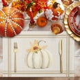 thumbnail image 2 of Fall Placemats Set of 4 White Pumpkin Place Mats Thanksgiving Placemat Sunflower Khaki Stripes Table Mats for Dining Kitchen Table Holiday Dinner Party Home Fall Decorations 13x19 Inch, 2 of 8