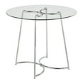 thumbnail image 3 of LumiSource Chrome Metal, Clear Glass, Grey Fabric Cece-Dahlia Dining Set - 3 Piece, 3 of 5