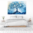 thumbnail image 3 of Mudket Framed Canvas Wall Art Blue Swirl Tree of Life White Flower Gold Fleck Prints Wall Decor Modern Botanical Canvas Print Ready to Hang for Living Room Bedroom Office - 12"L x 8"W, 3 of 10