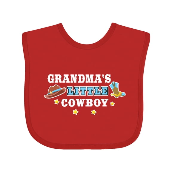 Inktastic Grandmas Little Cowboy with Cowboy Hat and Boots Boys Baby Bib