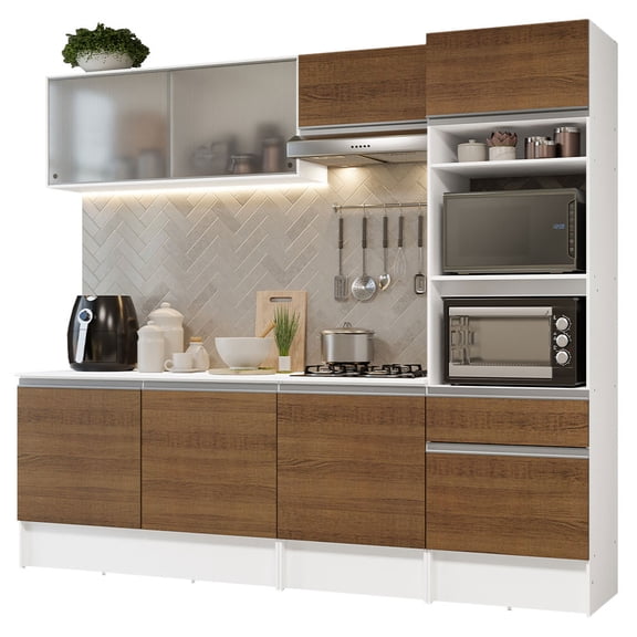 Cocina Integral Completa Madesa 240cm Topazio 05 - Blanco/Marrón