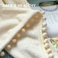 thumbnail image 4 of Flannel Blanket Soft Throw Blanket with Pompom Fringe Lightweight Bed Blanket Fit Couch Sofa(70"x 80")(Ivory), 4 of 10