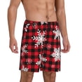 thumbnail image 2 of Gaeub Snowflakes On A Buffalo Plaid Printed Men's Short Pajama Pants, Lightweight Lounge & Sleep Bottoms Keep You Cool - Large, 2 of 9