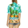 thumbnail image 2 of LA LEELA Hawaiian Shirts Womens Summer Button Down Beach Party Blouse Shirt T-Shirt Blouses Short Sleeve Button up Tops Tee Shirts for Women S Water Surfing, Autumn Green, 2 of 5