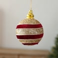 thumbnail image 5 of Striped Christmas Ball Ornament, 3.9x2.9x2.9in Foam Hanging Decor, Elegant Red Gold Glossy Finish, for Christmas Tree Holiday Display, 5 of 5