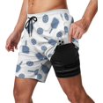 thumbnail image 1 of Sunyuer Men's Swim Trunks with Compression Liner 2-in-1 Drawstring Swimming Shorts Quick Dry Beach Board Shorts with Pockets, Balls Rackets Pickleball, 3XL, 1 of 8