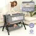 thumbnail image 3 of Baby bassinet bedside cot, portable folding cot, breathable mesh fabric, storage basket,Light Gray, 3 of 6