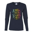 thumbnail image 2 of Wild Bobby, Jesus Is The Way John 14:6 Bible Verse, Inspirational/Christian, Women Graphic Long Sleeve Tee, Navy, X-Large, 2 of 3