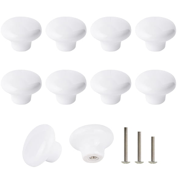 Pomos de puerta OctinPris de cerámica blanca de 32 mm con juego de tornillos