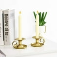 thumbnail image 2 of PEACNNG Retro Iron Taper Candle Holder, Set of 2, Simple Gold Candlestick Holders Candlelight Stand for Halloween Christmas Dining Room Home Decoration Display, 2 of 5