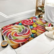 Candy Colorful Lollipop Bath Mats Non-Slip Absorbent Microfiber Soft Plush Doormat Decor Bathroom Rugs for Kitchen Bedroom Floor Mat 20x31 Inch