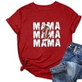 thumbnail image 3 of Mujeres Manga Corta Tops Impreso Cuello Redondo Camiseta Superior, Poliéster Spandex Vintage Humor, 3 of 4