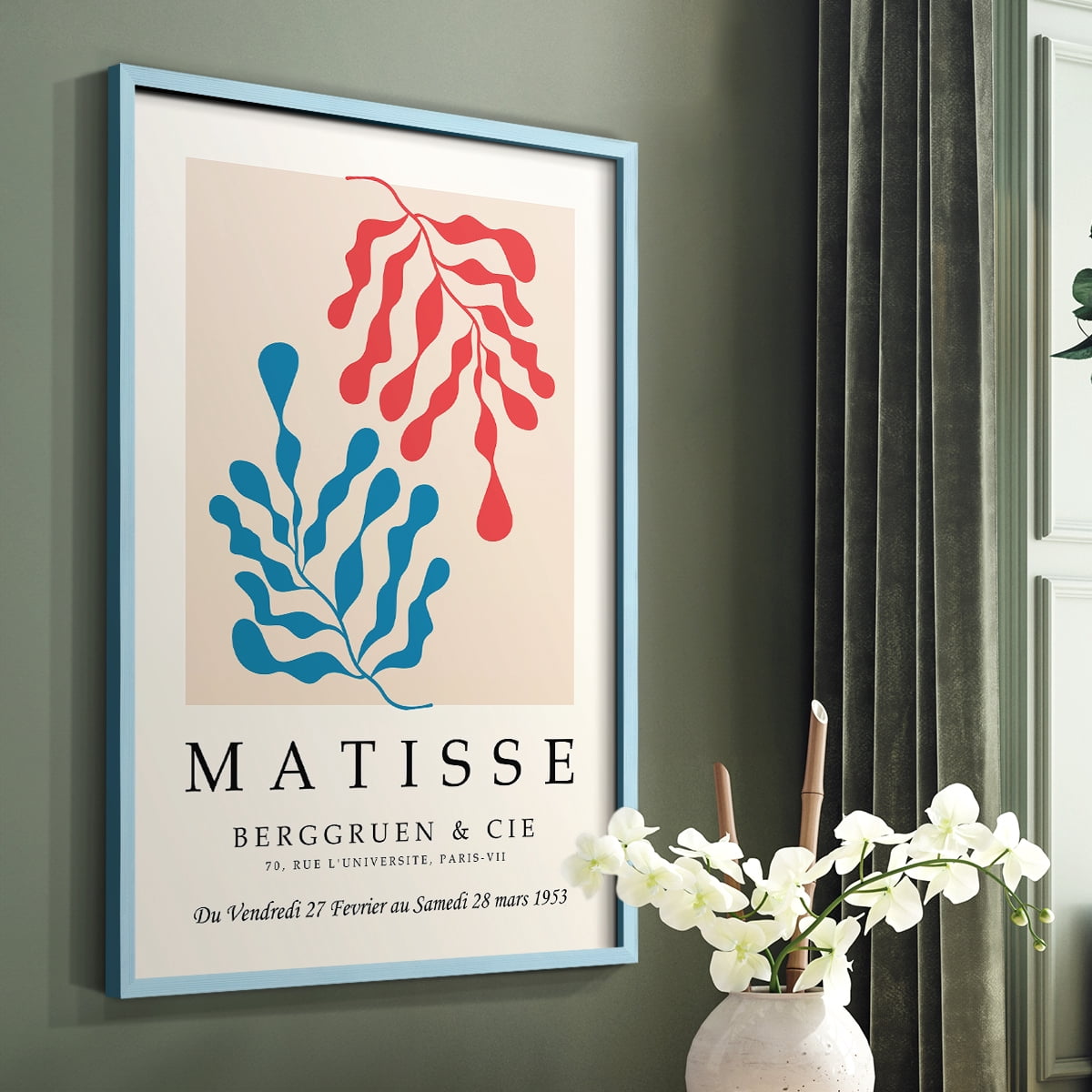 Matisse CCCXXVI in Blue Solid Wood 22 x 28 Framed Print
