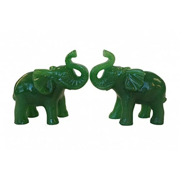 Feng Shui Import LLC 4564 Paire de Statues d'Éléphants Verts