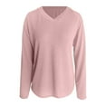 thumbnail image 4 of Bibifish Womens Sweatshirts Casual Long Sleeve V Neck Soft Ribbed Knit Sweatshirts Fall Winter Cozy Basic Ladies Pullover Outerwear Tops, 4 of 6