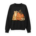 thumbnail image 4 of Womens Plus Size Halloween Cat Pumpkin Sweatshirt Retro 90s Graphic Crewneck Soft Fall Pullover Tops Black M, 4 of 4