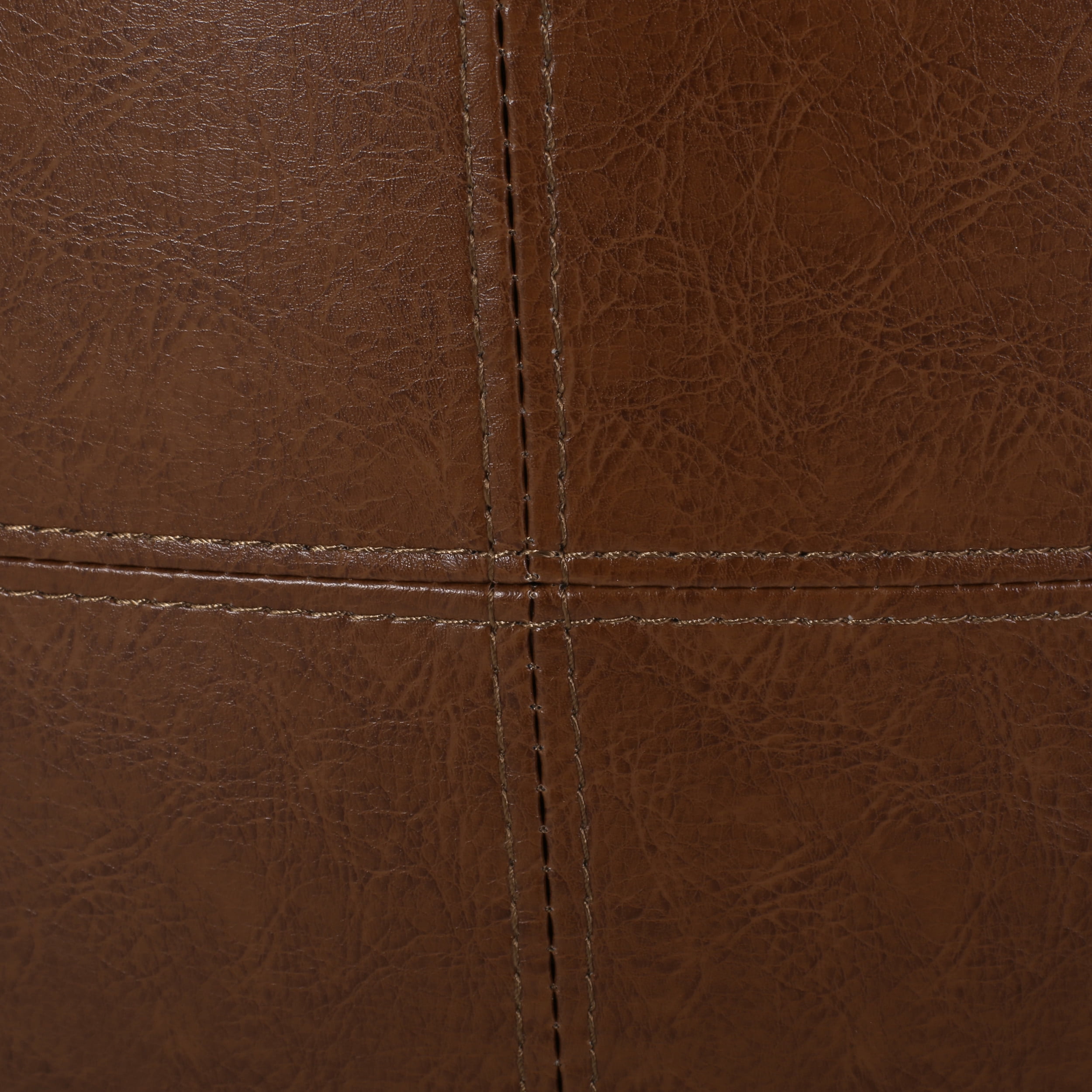 Noble House Derring Faux Leather Small Ottoman, Cognac Brown