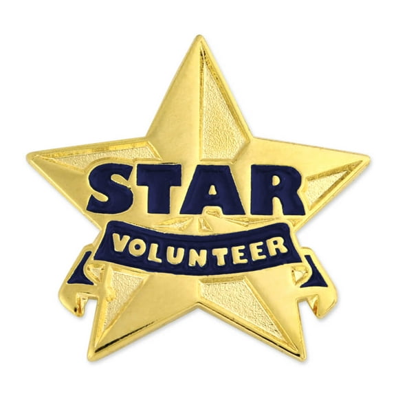 Gold and Blue Star Volunteer Enamel Lapel Pin