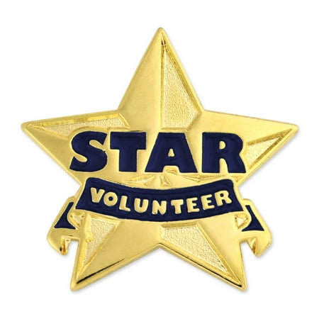 - Gold and Blue Star Volunteer Enamel Lapel Pin
