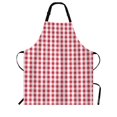 thumbnail image 1 of Beabes Delantal de chef de tartán rojo y blanco a cuadros de 27 x 31 pulgadas, diseño abstracto de celosía entrecruzado, delantal con pechera que no hace bolas, para barbacoa, parrilla, jardinería, co, 1 of 5