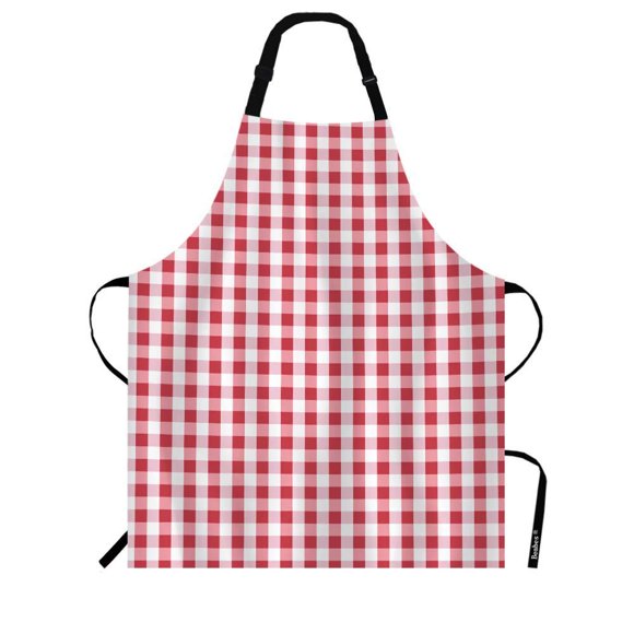 Beabes Delantal de chef de tartán rojo y blanco a cuadros de 27 x 31 pulgadas, diseño abstracto de celosía entrecruzado, delantal con pechera que no hace bolas, para barbacoa, parrilla, jardinería, co