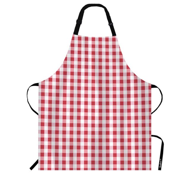 Beabes Delantal de chef de tartán rojo y blanco a cuadros de 27 x 31 pulgadas, diseño abstracto de celosía entrecruzado, delantal con pechera que no hace bolas, para barbacoa, parrilla, jardinería, co