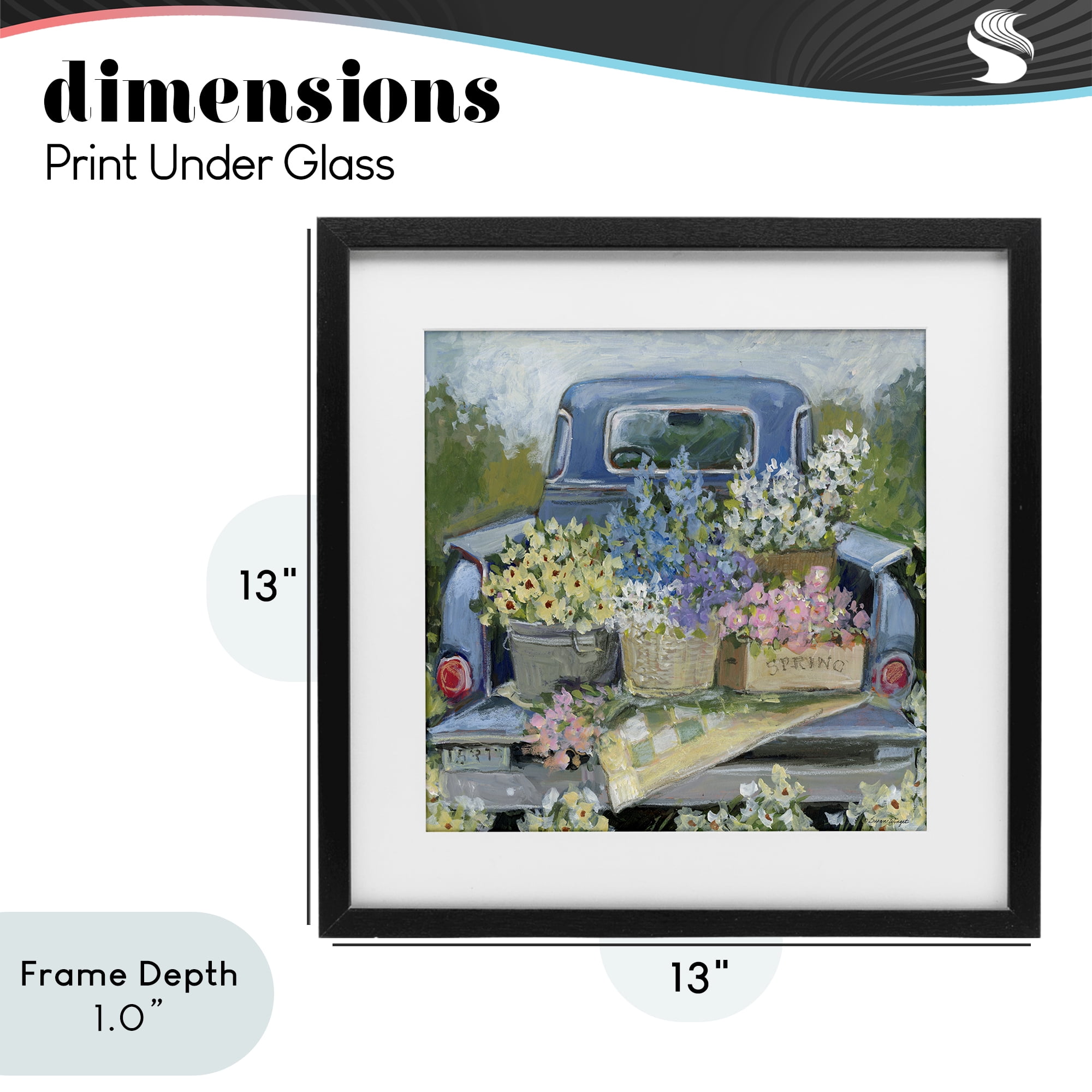 Stupell Industries Truck Bed with Flowers Black Framed Print Under Glass, design by Susan Winget