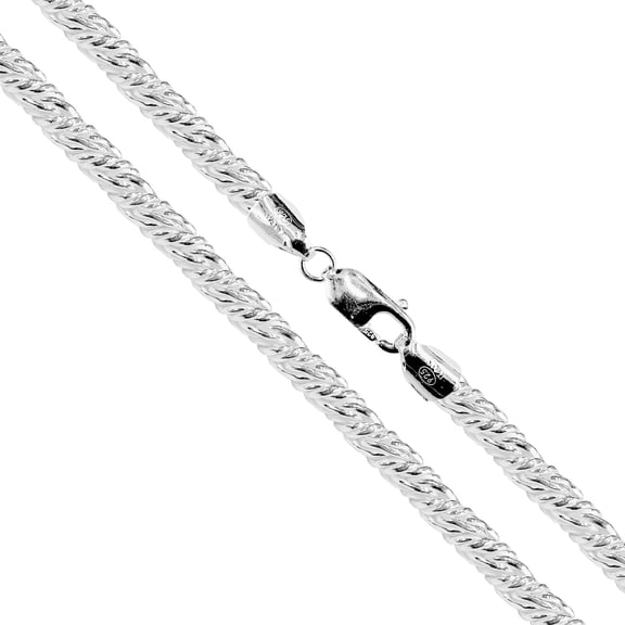 Sterling Silver Twisted Foxtail Rope Chain 4.5mm Solid 925 Italy Necklace 18" Jewelry Female Unisex