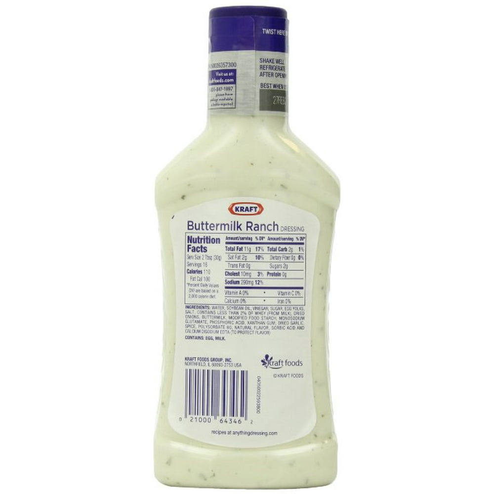 Kraft Salad Dressing Buttermilk Ranch Dressing, Bottle, 16 FL OZ (Pack