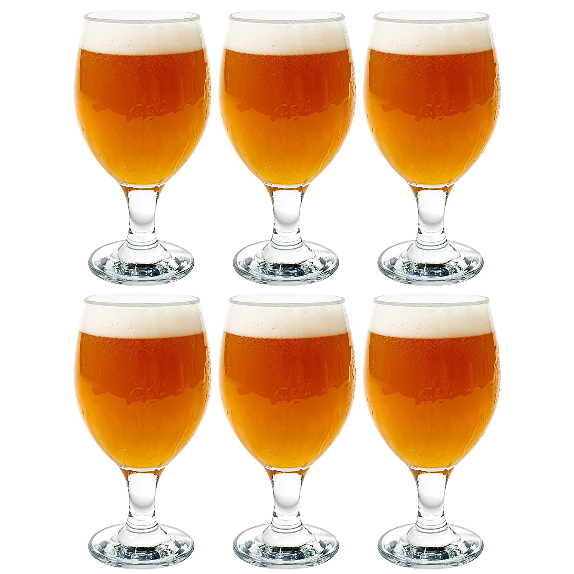 Vikko Beer Glass, Set of 6 Belgian Style Beer Glasses, Large Size 13.5