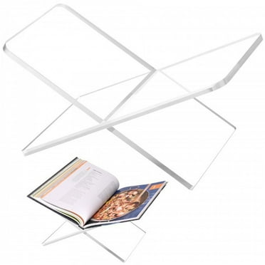 Begzeat Clear Acrylic Book Holder, 11" x 7" x 6" Transparent Sturdy Book Reading Stand for Open and Closed Textbook, Bible, Cookbook, Magazine Display in Tabletop and Kitchen (1 Piece)