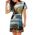 thumbnail image 2 of Vsdgher Vintage Camion Ferme Motif Scène Chemise de Nuit à Manches Courtes Col Rond Mignonne Robe de Nuit Confortable, 2 of 6