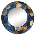 thumbnail image 2 of Designart "Hexagonal Symmetry In Grey And Blue" Geometric Round Mirror Wall Decor Modern - Large Blue Round Bathroom Mirror - Round Mirror - 29" x 29", 2 of 6