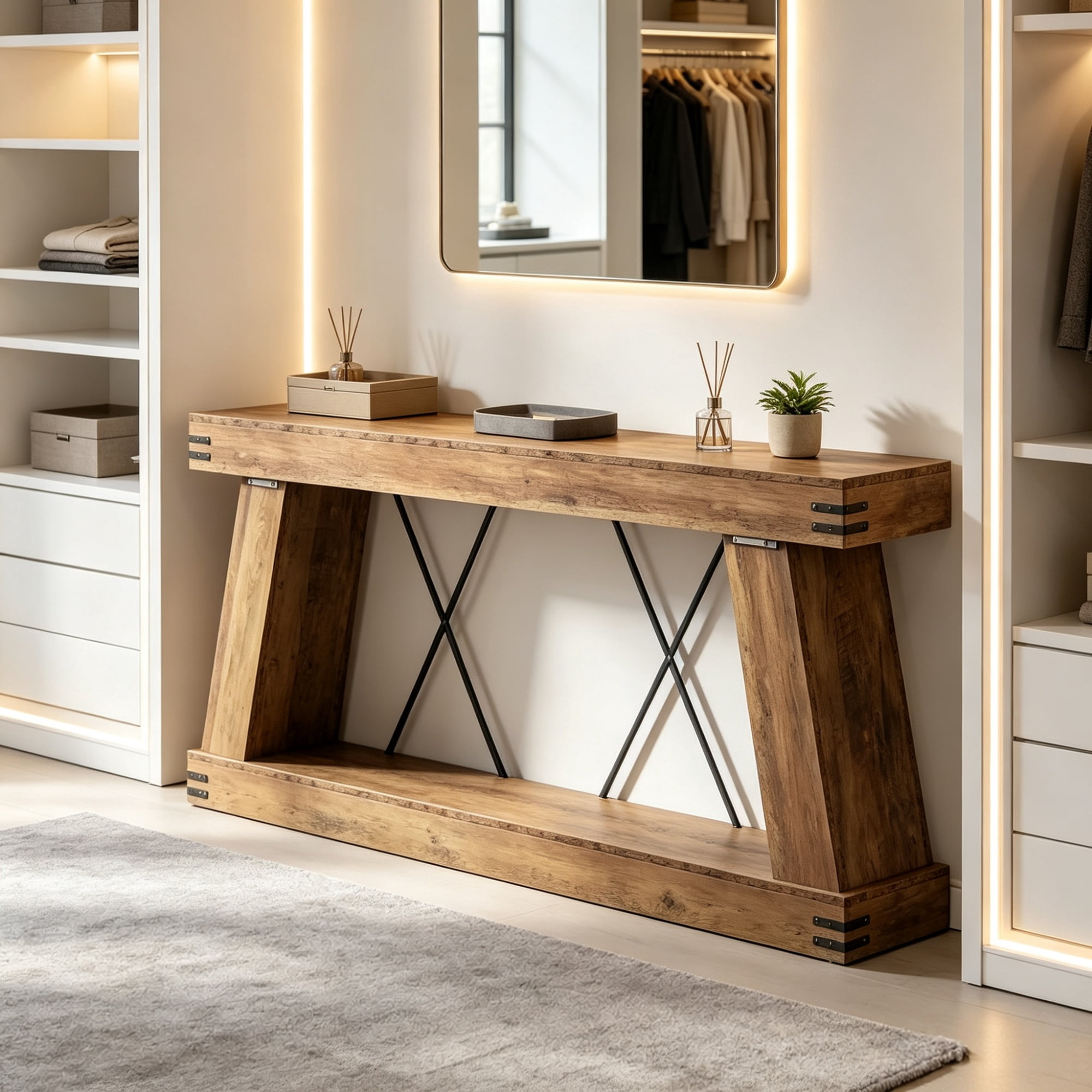 Farmhouse Console Table 70.9 in – Sturdy Base Entryway & Sofa Table