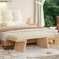 thumbnail image 5 of Zesthouse 47.2" Linen Upholstered Bench, Bedroom Bench End of Bed, Modern Ottoman Bench with Solid Wood Frame for Entryway Living Room, Beige, 5 of 9