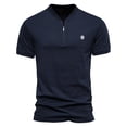 thumbnail image 1 of BOBOGOJP T-Shirts à Col Rond pour Hommes Manches Courtes Col Montant Extensible Ajusté Couche Basique (Marine,TTG), 1 of 3