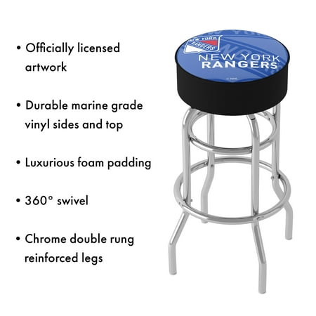 New York Rangers NHL Watermark Padded Swivel Bar Stool - Blue, Red, White