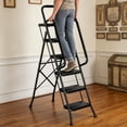 thumbnail image 3 of PhiloDeco 5 Step Ladder with Handrails and Tool Tray, 450lbs Sturdy Step Stool Ladder with Anti-Slip Pedal, Safety Ladder for Adults, Portable Folding Ladders for Home, Kitchen, Office, 3 of 11