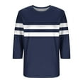 thumbnail image 4 of asdoklhq Plus Size Womens Tops 3/4 Sleeve Shirts for Women Casual Fall Fashion Crewneck Pleated Tunic Tops Work Outfit Blouse Plus Size Blue 4X, 4 of 5