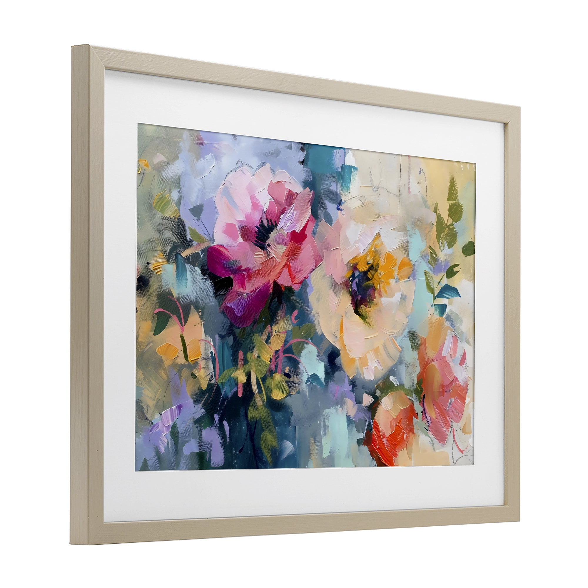 Stupell Industries Vibrant Florals Brushed Abstract Birch Framed Print Under Glass, design by Creative Studio