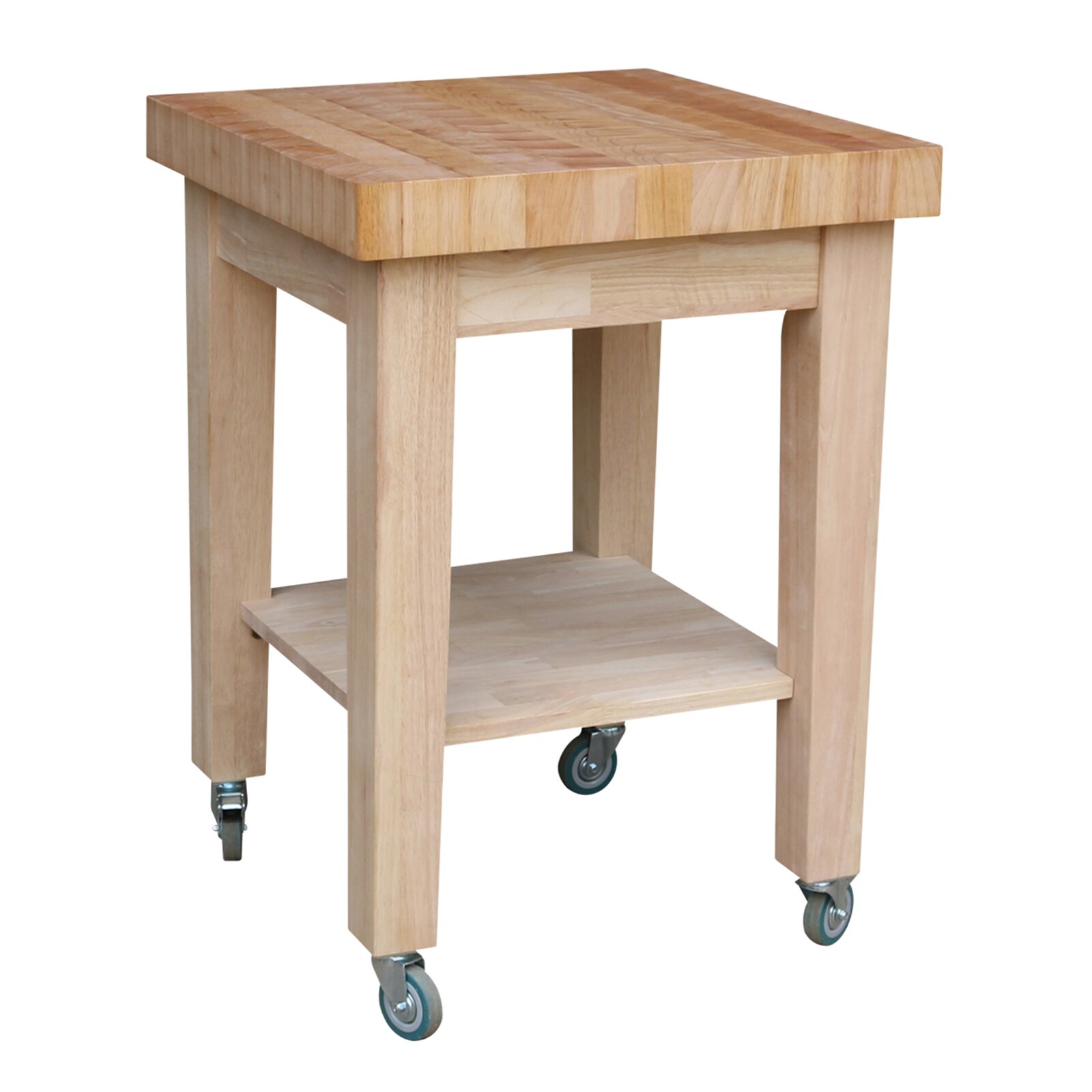Cuthbert 24'' Solid Wood Kitchen Cart with Locking Wheels, Counter Material Butcher block