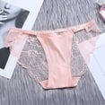 thumbnail image 2 of PMVFHDE Women Low Mid Rise Sheer Lace Panties Thin Summer Smooth Silk Seamless Breathable Underwear Cotton Gusset Triangle Briefs Womens Underwear Pink,XL, 2 of 5