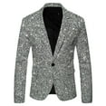 thumbnail image 2 of Puntoco Mens fine glitter Blazer Sports Coat Casual Slim Fit Checkered Blazer for Men Wedding Coats for Men Silver 10(XL), 2 of 3