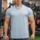thumbnail image 2 of Camisas de Verano Casuales de Manga Corta de los Hombres Color Sólido V-Cuello Blusa de Fitness, 75% Poliéster 20% Rayón 5% Camisa de Spandex, 2 of 4