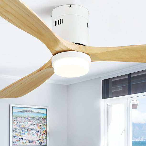 Sofucor 52" Flush Mount Ceiling Fan W/ Light and Remote Control, 3